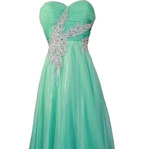 Women's Strapless Sweetheart Rhinestone Formal Prom Dress Mint